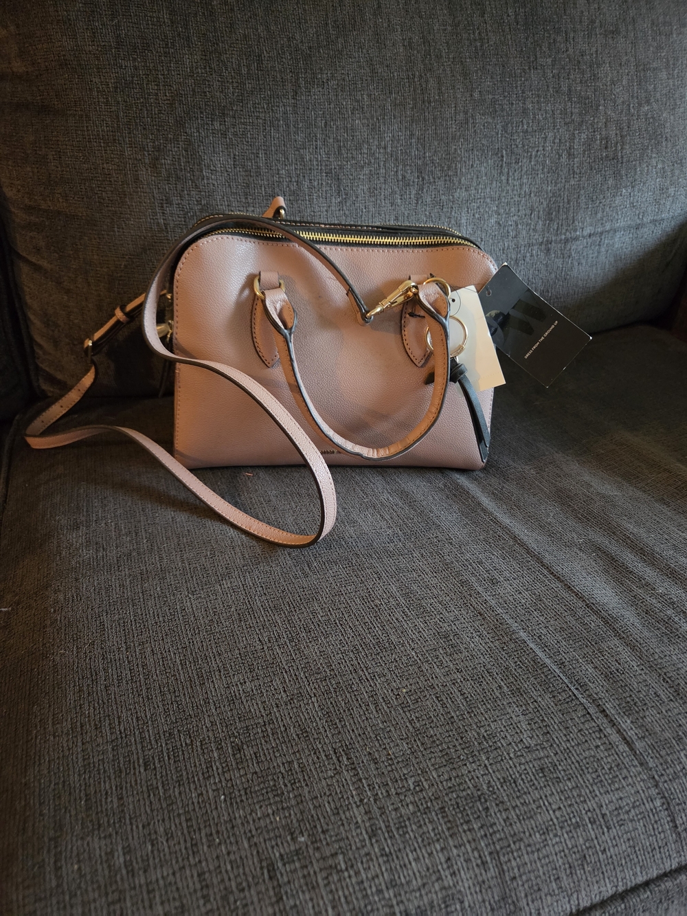 Nine West Blush Pink Dome Satchel with Gold Hardware